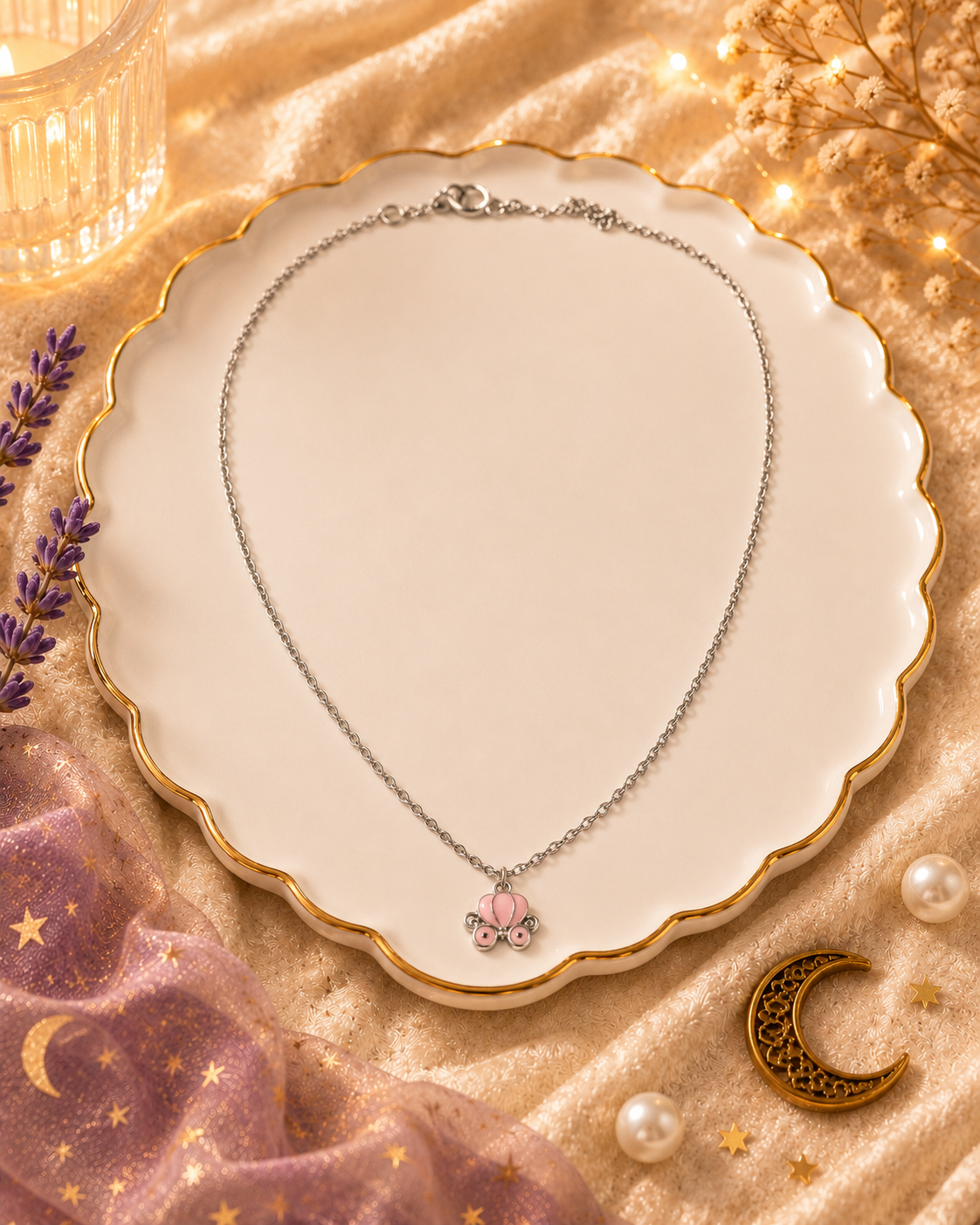 Pink Pendant Necklace (Silver)