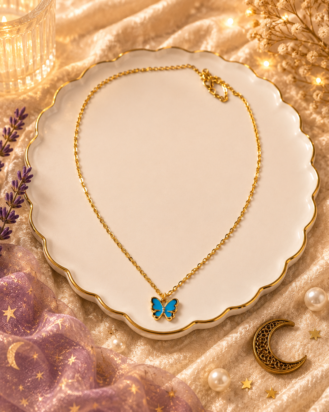 Blue Butterfly Necklace