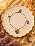 Green Butterfly Charm Bracelet (Silver)