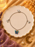 Blue Butterfly Charm Bracelet (Silver)