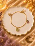 Green Butterfly Charm Bracelet (Gold)